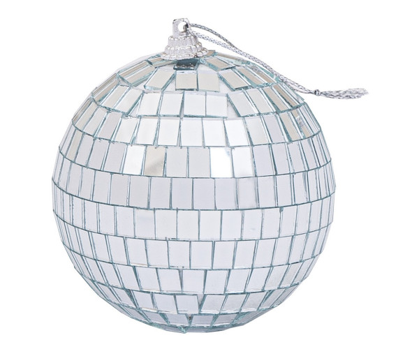 Ασημί Disco Πλαστική Χριστουγεννιάτικη Μπάλα 10cm (Σετ 4 τμχ)